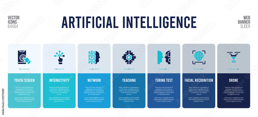 Poster web banner design with artificial intelligence concept elements.