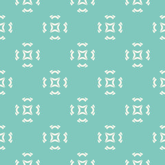 Vector geometric ornament. Seamless pattern with rounded shapes, floral silhouettes. Ornamental motif. Abstract background texture in pastel colors, green turquoise and beige. Repeat design element