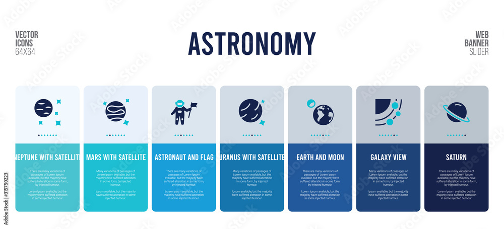 Poster web banner design with astronomy concept elements.