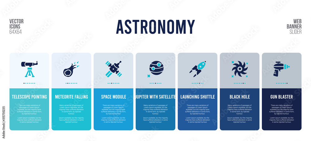 Poster web banner design with astronomy concept elements.