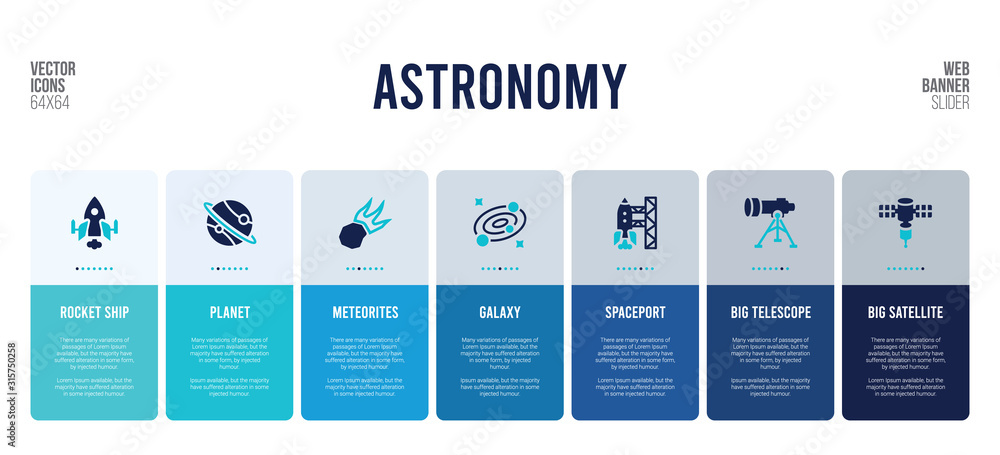 Poster web banner design with astronomy concept elements.