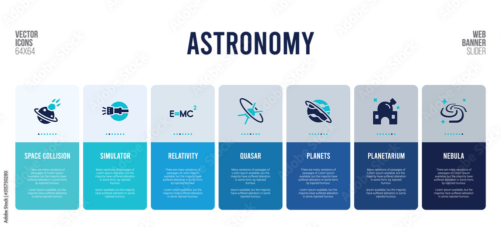 Poster web banner design with astronomy concept elements.