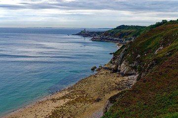Fototapeta premium Cap Fréhel, Fort La Latte, Chemin des douaniers, GR34, Fréhel, La Latte, Côtes-d’Armor, Bretagne, France 