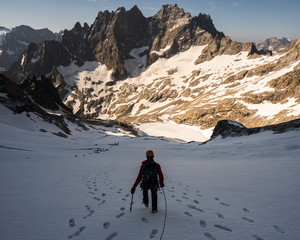 Going down after a day in the mountains