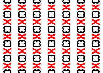 Seamless geometric pattern design illustration. Background texture. In black, red, white colors.