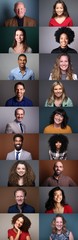 Different portraits of people in front of a background
