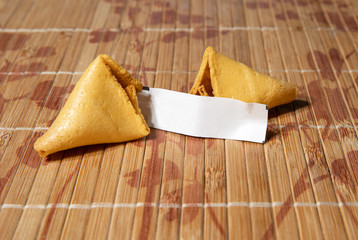 fortune cookie has been opened and the fortune is blank