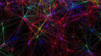Digital plexus of glowing lines. Abstract background. Network. 3D rendering.