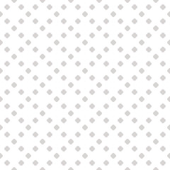 Subtle polka dot seamless pattern. Minimalist geometric background in light gray and white colors. Simple vector abstract texture with dots in square grid. Minimal repeat design for decoration, cloth
