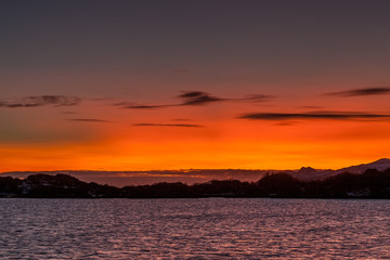 Obraz premium Amazing Sunset over Lofoten island, Norway. Dramatic winter landscape