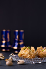 Mediterranean baklava on a dark background