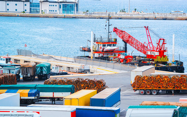 Containers at the port of Cagliari, Sardinia, Italy