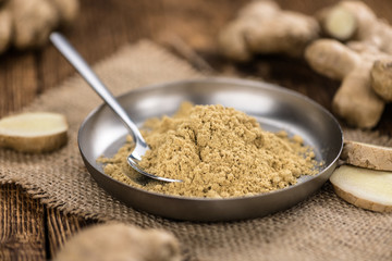 Fresh Powdered Ginger as detailed close-up shot (selective focus)