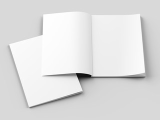 Magazine with open cover. Vertical A4 format. 3d illustration.