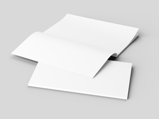 Magazine with open cover. Vertical A4 format. 3d illustration.