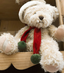 Sitting toy bear on the shelf