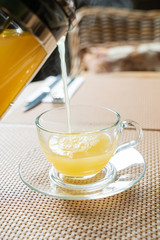 ginger tea with honey and turmeric