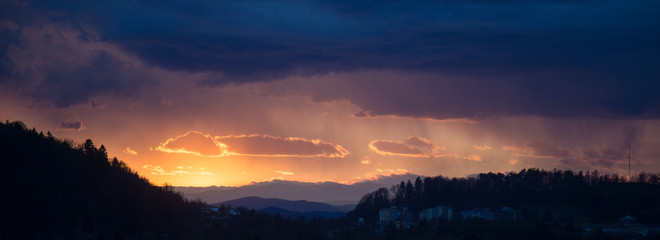 amazing sunset in mountains