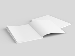 Magazine with open cover. Vertical A4 format. 3d illustration.