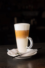 foamy layered hot coffee drink latte