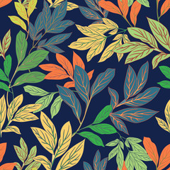 Seamless Leaf Jungle Vector Pattern Botanical