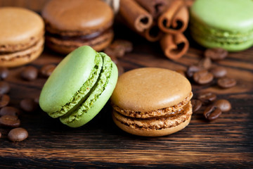Tasty  macaron with chocolate filling