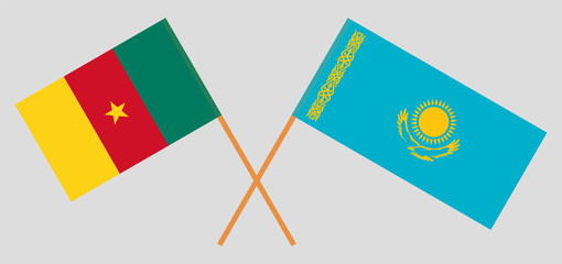 Crossed flags of Kazakhstan and Cameroon