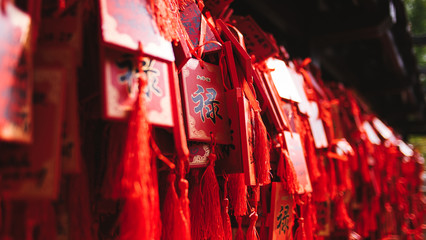 Chinese bless character words on plates