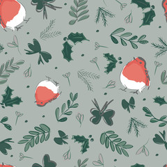 christmas robin decorations seamless repeat pattern