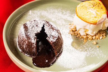 chocolate fondant with ice cream