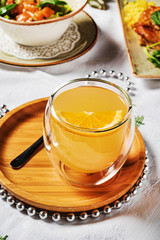 hot ginger tea with lemon