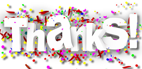 Fototapeta premium thanks confeti text word in white background - 3d rendering