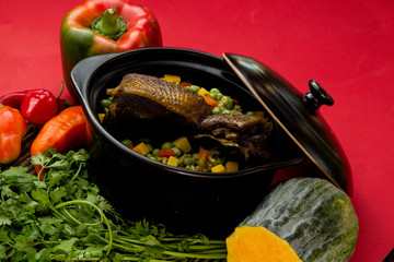 Peruvian food called ARROZ CON PATO