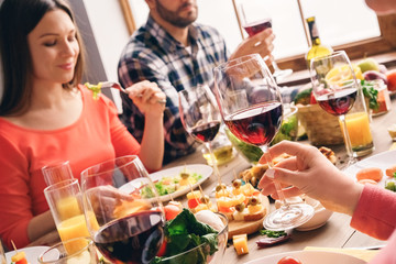 Happiness family celebrates birthday and eating together