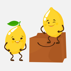 Lemon, cute, attractive, funny characters climb into the package.