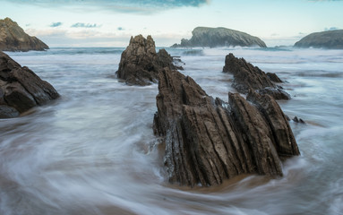 Coast and waves with long exposure