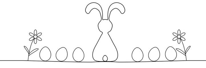 Outline of easter rabbit ears and eggs.