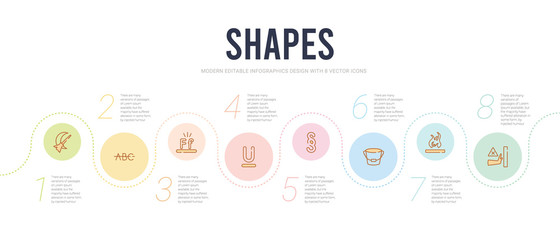 Fototapeta premium shapes concept infographic design template. included no push, fire over line, empty bucket, paragraph, undelined, letter glow effect icons