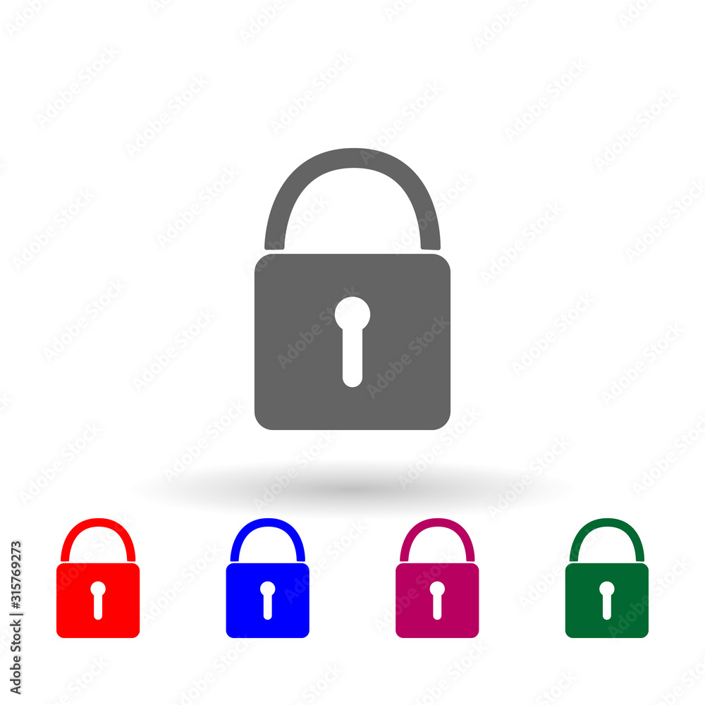 Poster lock multi color icon. simple glyph, flat vector of web icons for ui and ux, website or mobile appli