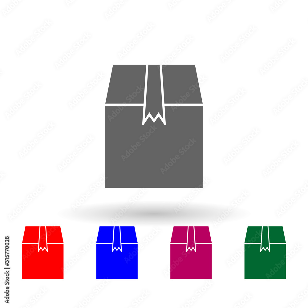 Poster box to send multi color icon. simple glyph, flat vector of web icons for ui and ux, website or mobil