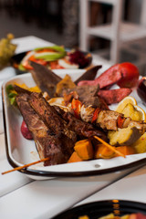 grilled meat and vegetables