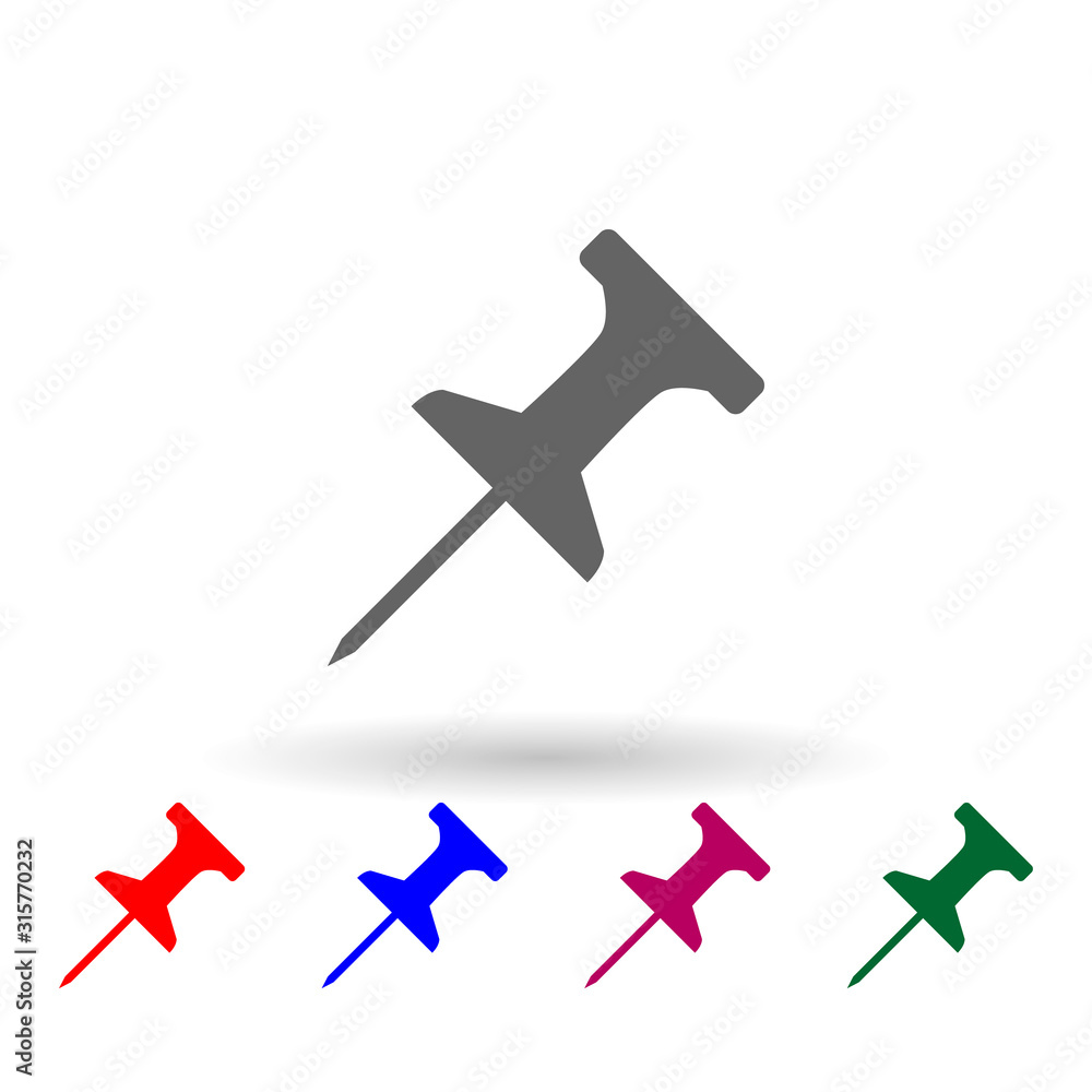 Poster pin paper multi color icon. simple glyph, flat vector of web icons for ui and ux, website or mobile 