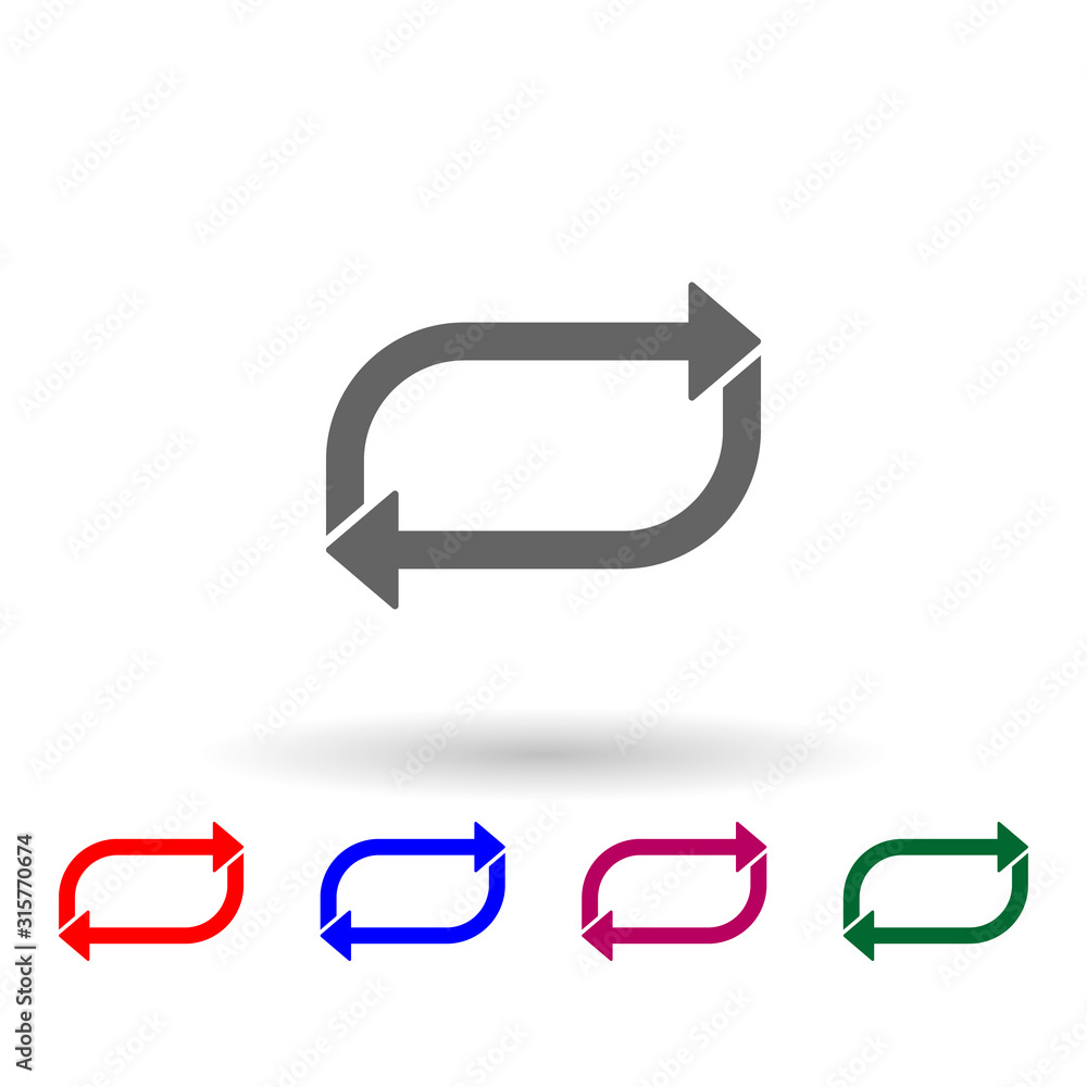 Poster replay mark multi color icon. simple glyph, flat vector of web icons for ui and ux, website or mobil