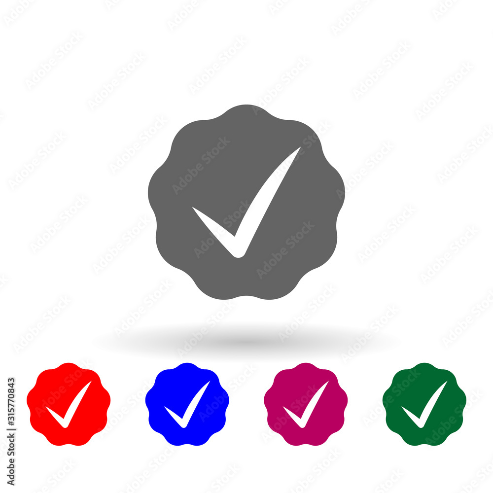 Poster sign checked multi color icon. simple glyph, flat vector of web icons for ui and ux, website or mobi