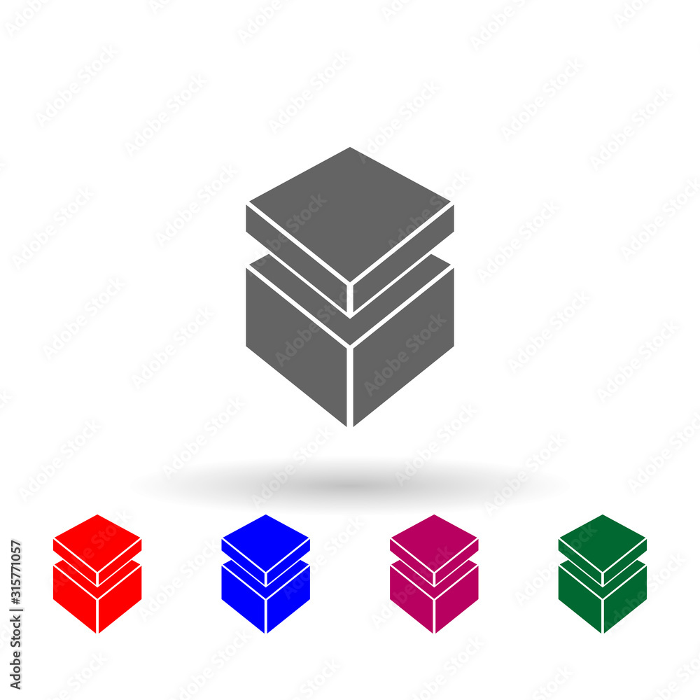 Poster box with lid multi color icon. simple glyph, flat vector of web icons for ui and ux, website or mobi