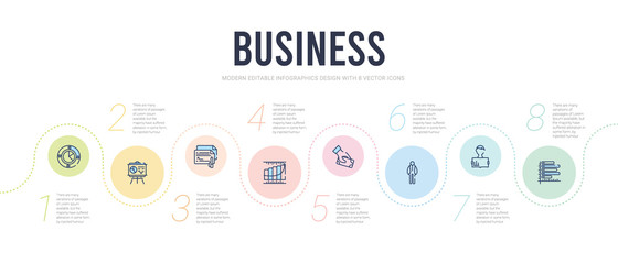Fototapeta na wymiar business concept infographic design template. included lines, reader, thin, give money, graphic progression, icons