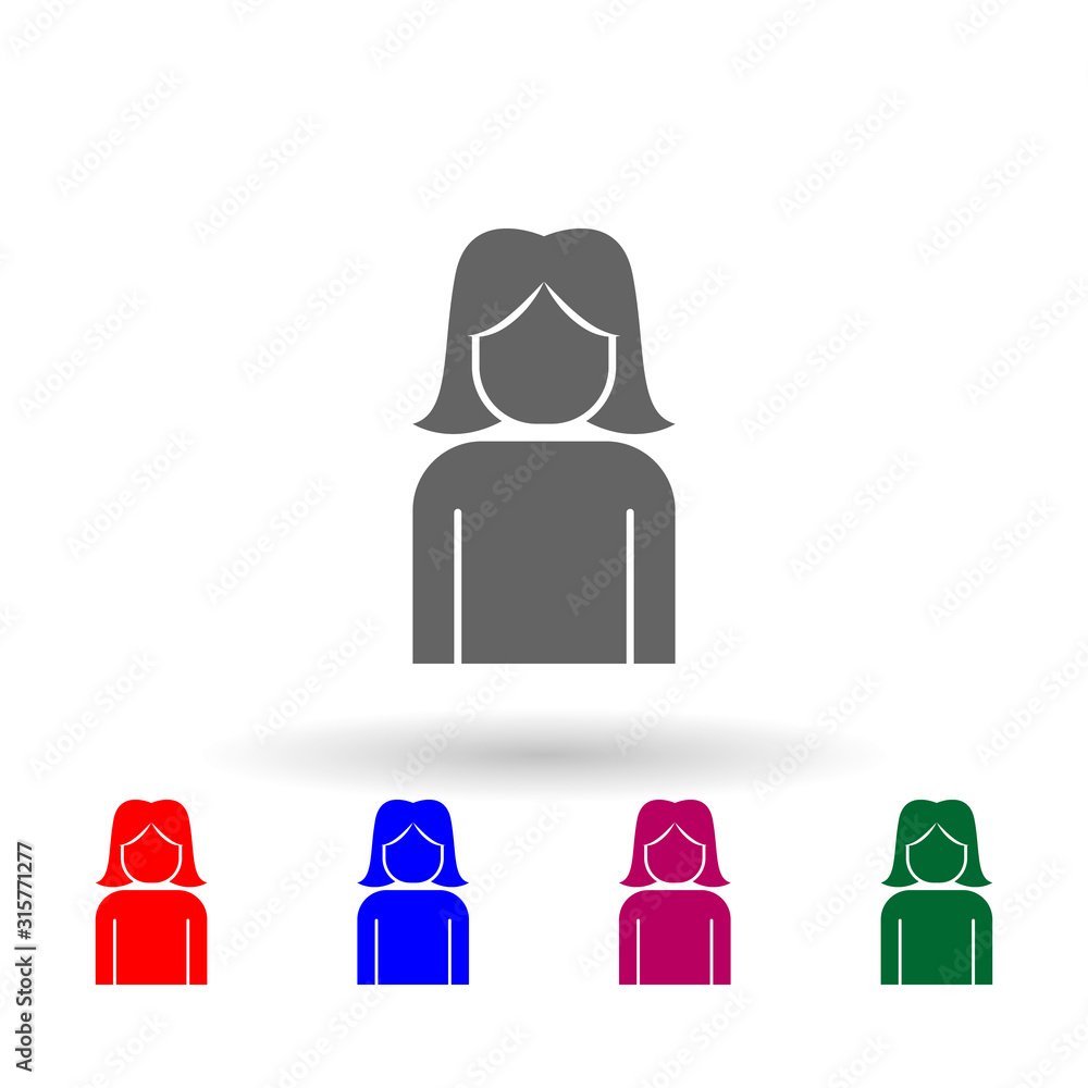 Poster girl multi color icon. simple glyph, flat vector of web icons for ui and ux, website or mobile appli