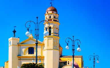 Basilica di Sant Elena Imperatrice Church in Cagliari in Sardinia island in Italy. Mixed media.