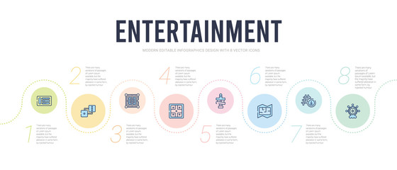 entertainment concept infographic design template. included magic board games, snakes and ladders, board game map, board game blocks, parchis, mill game icons