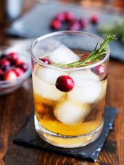 ginger cranberry cocktail with rosemary
